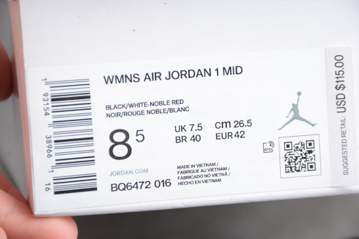 AIR Jordan 1 Mid Black Noble Red BQ6472-016