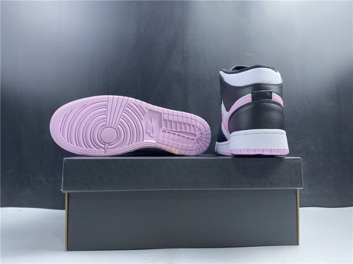 Air Jordan 1 Mid White Black Light Arctic Pink (GS) - 555112-103